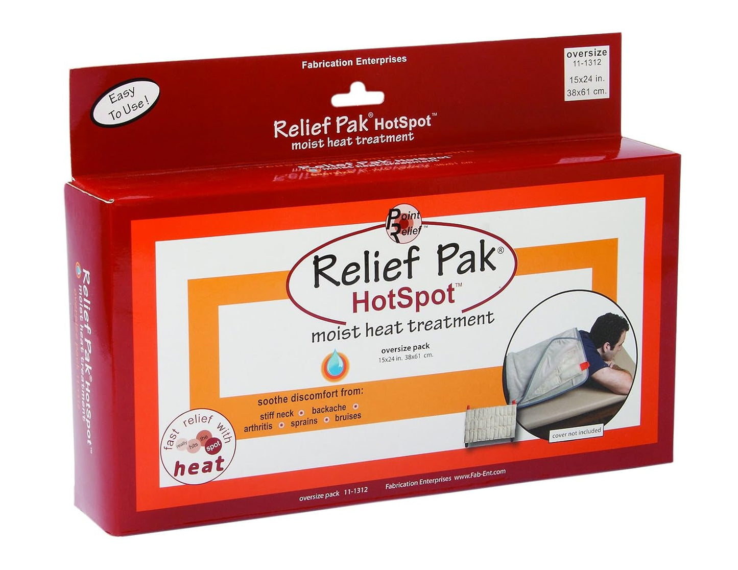 Relief Pak-11-1312 Moist Heat Pack to ease Aches and Pains from arthritis, back pain, muscle strains, stiff neck, sprains, stiff joints, bruises, general soreness and spasms. Oversize - 15" x 24"