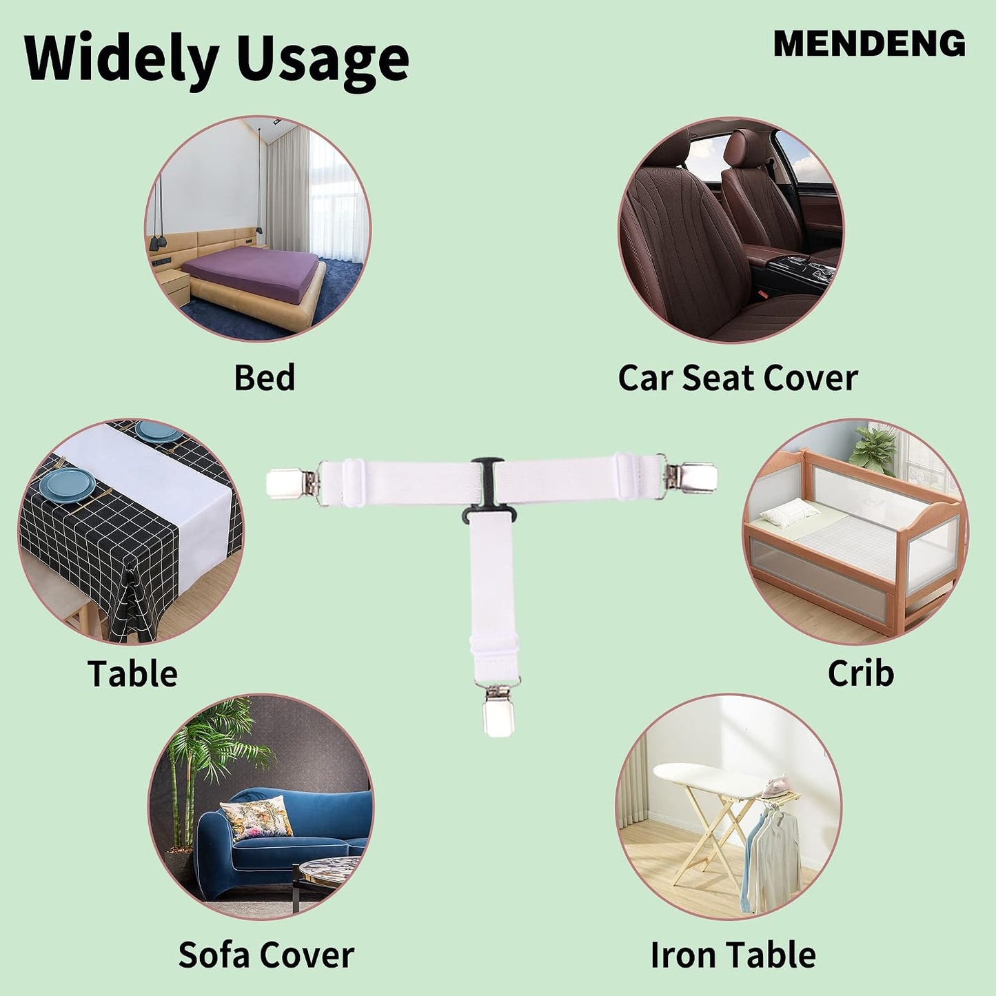 MENDENG Sheet Straps Fitted Sheet Clips Holder Surspeners Keep Sheets in Place Bed Sheet Fasteners Gripper Black 4P