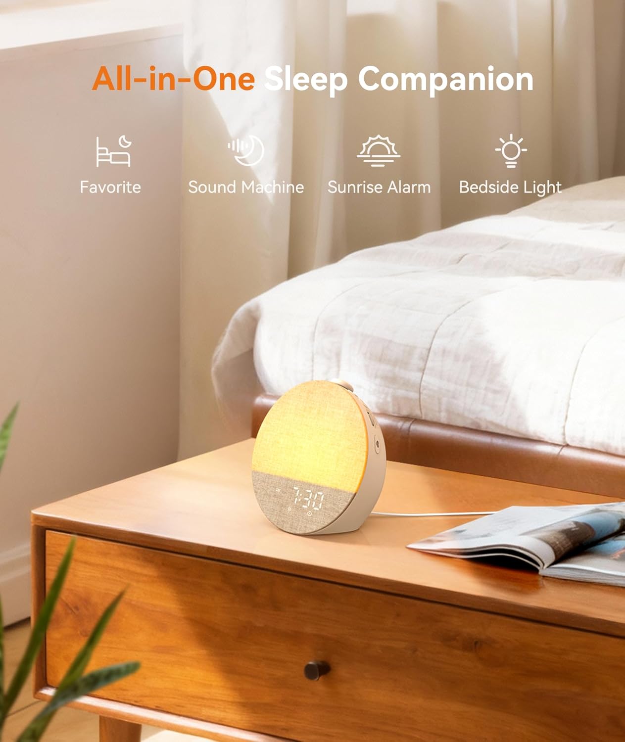 Dreamegg Sunrise 1 Pro, Sunrise Alarm Clock, Sound Machine for Sleep | 29 Sounds, White Noise Machine, Gentle Sunrise Wake-Up, Dimmable Night Light, No App, Adults and Kids, Heavy Sleepers