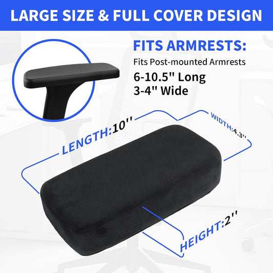 YOUFi Office Chair Arm Covers,Extra Soft Velvet Armrest Cushion,Set of 2 | Ergonomic Support for Elbows & Forearms Pressure Relief, Non-Slip Full Cover Arm Rest Pads for Desk Chair,Gaming Chair, Gray