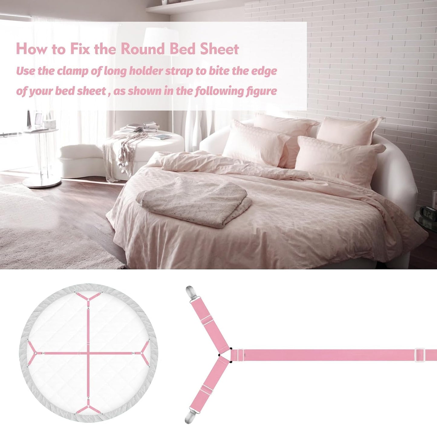 Bed Sheet Holder Straps, 2 Pcs Adjustable Mattress Sheet Clips, Bed Sheet Fasteners Elastic Sheet Suspenders to Keep Bed Sheet in Place for Different Beds (X-Purple)