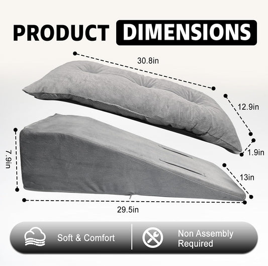 Leg Elevation Pillows for After Surgery, Height-Adjustable Knee Replacement Recovery Wedge Pillow for Single Leg with Removable Thick Soft Cushion for Hip Ankle Knee Relief Keep Leg Straight