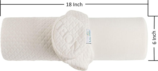 Comfort Memory Foam Neck Roll and Cervical Bolster Round Pillow with Removable Washable Soft Cover for Spine and Neck Back Lumbar Leg Vertebra Support (18x6 inch Pillow)