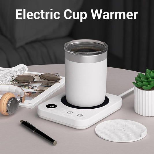 Fockety Mug Warmer, Auto Shut Off Electric Cup Warmer with 4 Temperature Control, 2-12H Timer, Large Heating Panel Smart Coffee Warmers with Insulation Pad for Tea Beverage Milk (US Plug 110V)