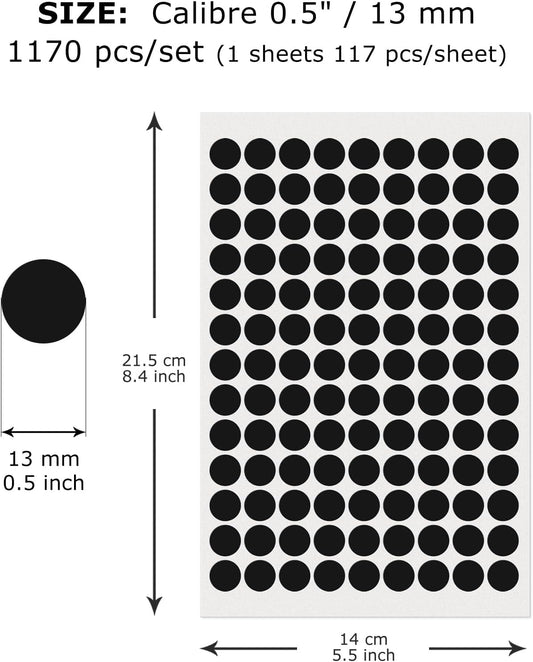 10 Colors Round Stickers 1/2 Inch Removable Vinyl Dot Label 1170 PCS | Self-Adhesive Waterproof Writable Colored Blank Circle Sticker for Classroom Inventory School Sale Price Tag