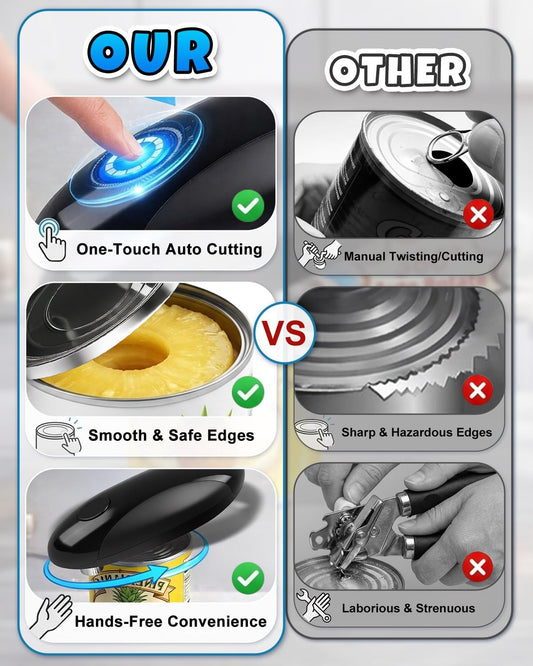 Electric Can Opener, One-Touch Automatic Can Opener, Hands Free Can Opener for Seniors with Arthritis, Rechargeable Cordless Can Opener Side-Cut, Safety Smooth Edge, Fits Most Cans
