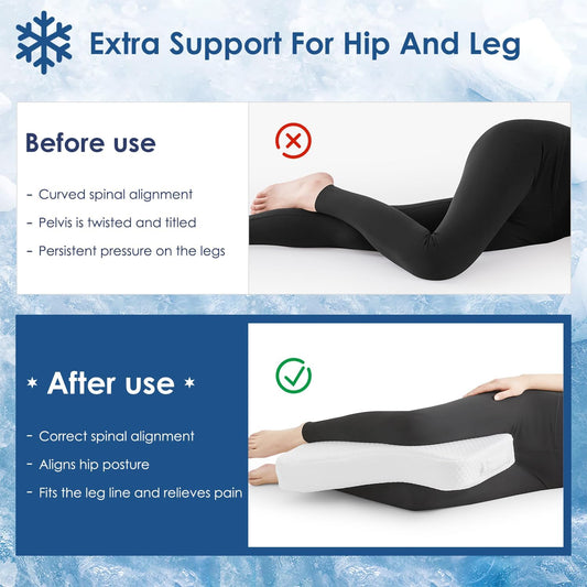 Leg Pillow for Side Sleepers, Memory Foam Knee Pillow for Side Sleeping, Leg Elevation Pillow for Hip/Back/Sciatica Pain Relief Helps Spine Alignment -15"x25" (Grey, M)