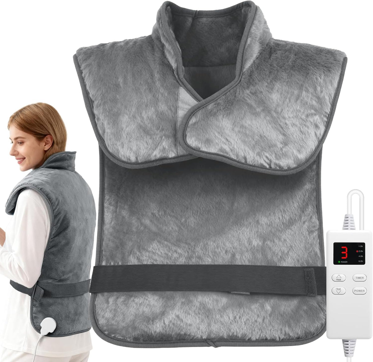 Wearable Heating Pad for Back Neck and Shoulders, Heating Wrap for Pain Relief, Gifts for Mom Grandma Women, Birthday Gifts for Women Men, Gifts for Women, Mothers Day Gifts