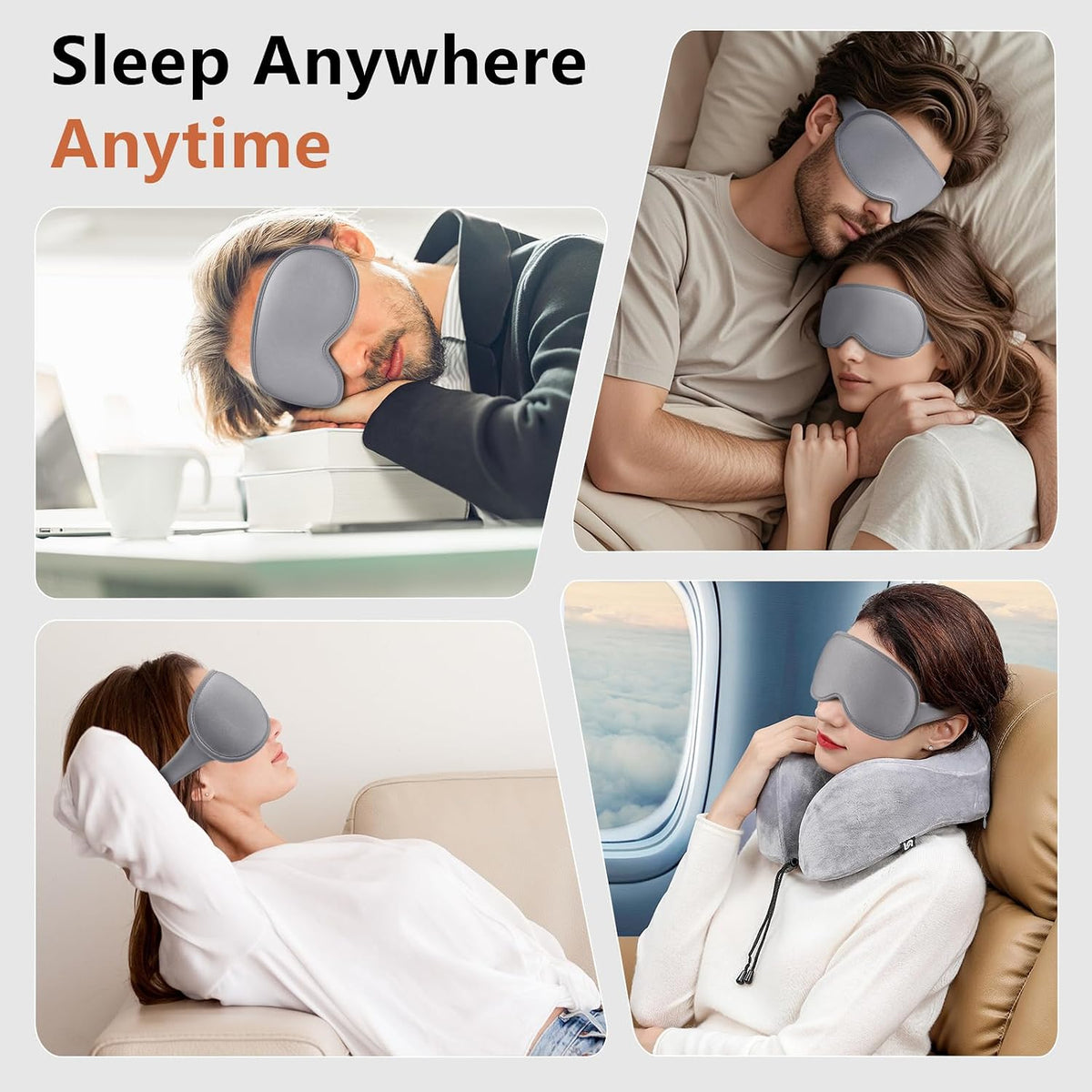 Sleep Mask for Side Sleeper Women Men, Eye Mask for Sleeping Light Blocking, 3D Contoured Cup Sleeping Mask, Soft Breathable Sleep Eye Mask with Adjustable Elastic Strap for Travel (Black01)