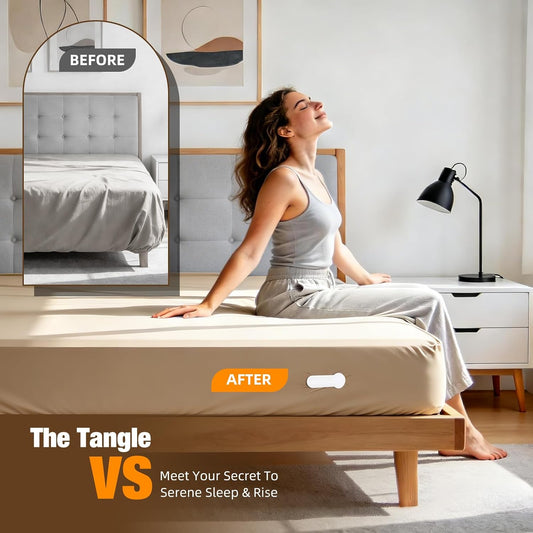 HOUSE AGAIN Bed Sheet Holders for Corners, 8-Point Grip Locking Clips & Straps Keep Fitted Sheets Firm, Tight and Smooth, No More Loose Sheets, Easy One-Time Installation (White)