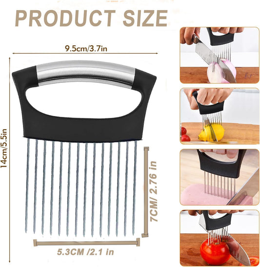 Onion Holder for Slicing, Large Onion Cutter Vegetable Chopper,Stainless Steel Lemon Slicer with 14 Needles,Kitchen Chopper Slicing Assistant Tool for Tomato Potato Avocados Eggs Meat Chopper