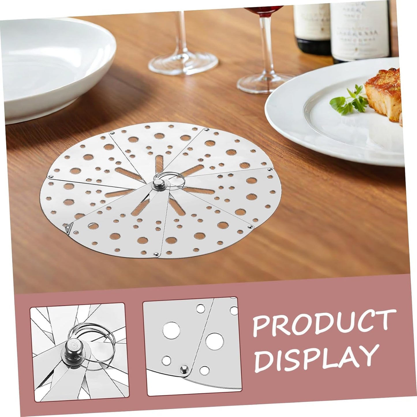 FUOYLOO Adjustable Stainless Steel Anti-spill Lid Cover with Small Ring Handle Multipurpose Kitchen Overflow Stopper and Steaming Rack Food-grade Pot Spill Stopper