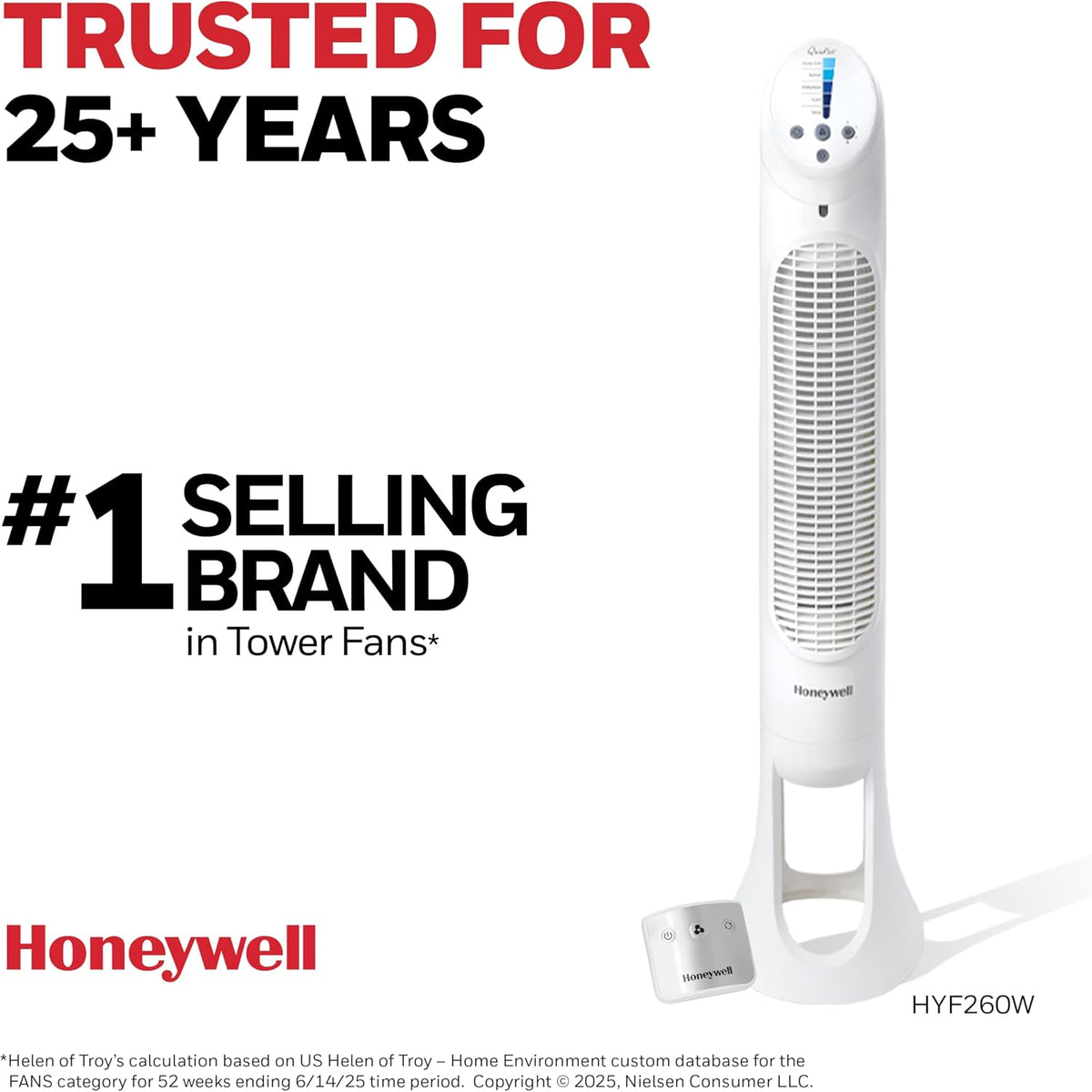 Honeywell QuietSet Whole Room Tower Fan, Oscillating Tower Fan with Remote, Black, HYF290B