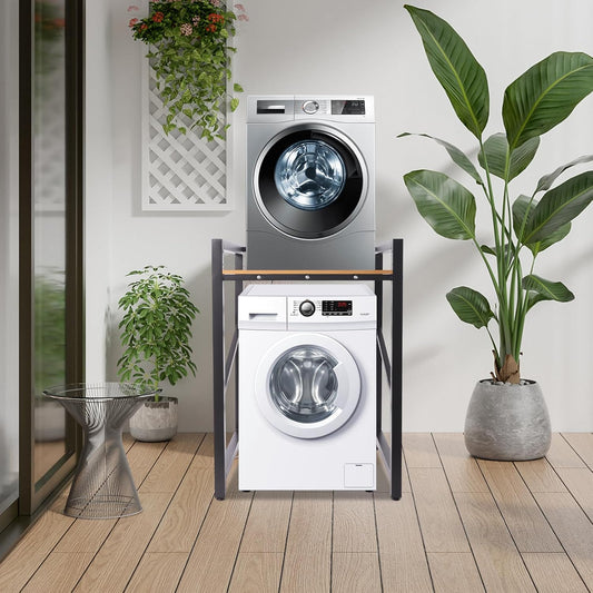 Washer Dryer Stacking Rack Stand, 25.6" Wide Over the Washer and Dryer Storage Shelf, Heavy Duty Washing Machine Shelf with Height Adjustable Shelves for Laundry Room, Bathroom, 661lbs Load Capacity
