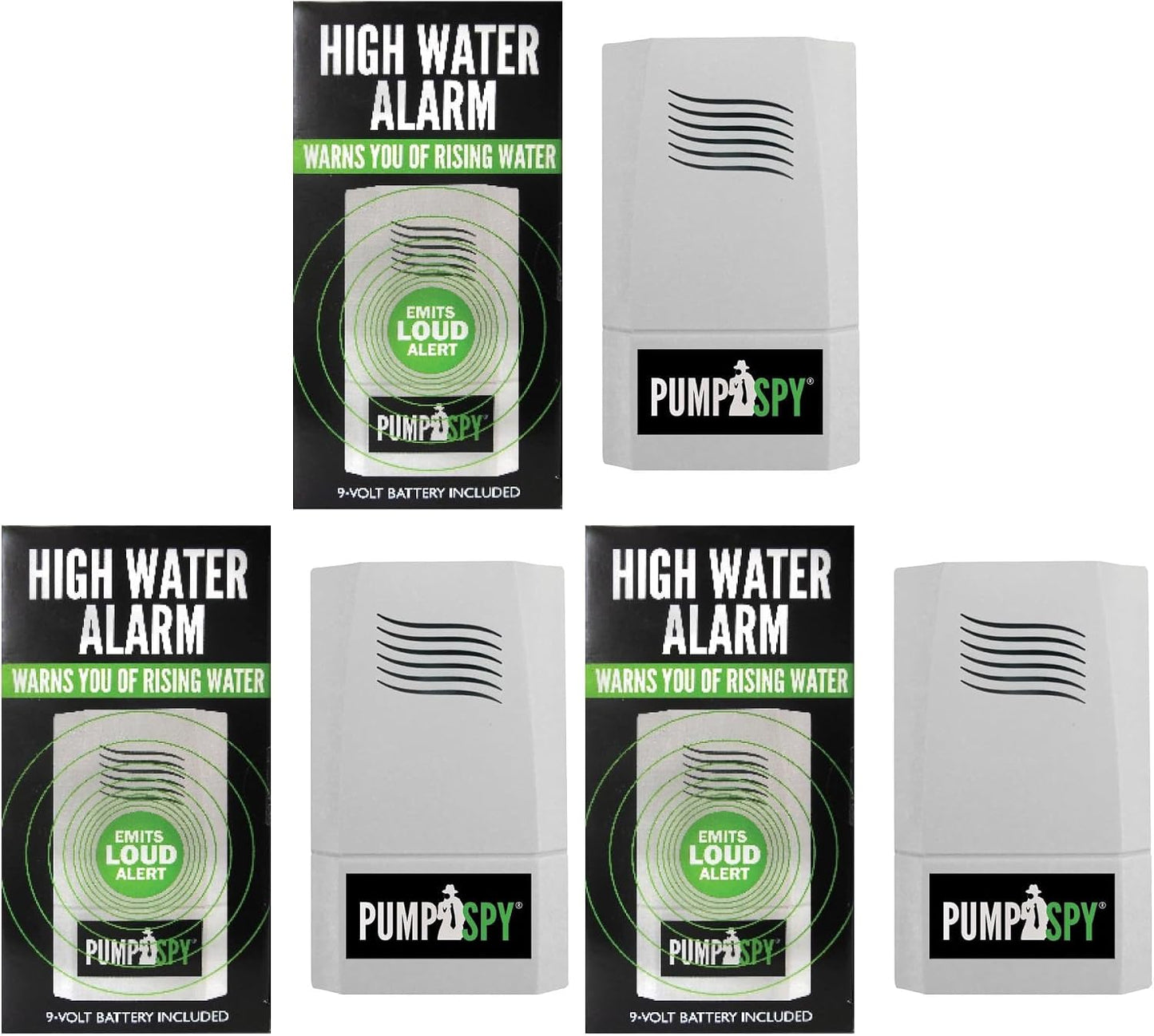 Battery Operated High Water Alarm - 100dB Water Leak Detector with 6-Foot Sensor Extension & 9V Battery Included - Ideal for Sump Pumps, Water Heaters, and Laundry Rooms