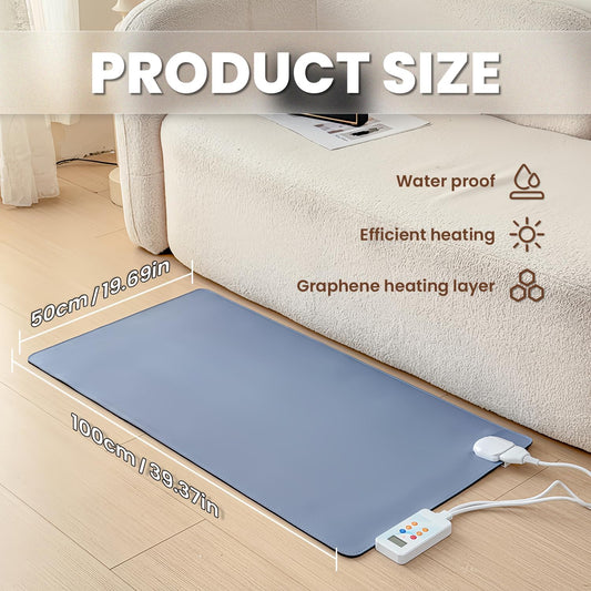 Heated Floor Mats Under Desk, 55" x 79" Heated Foot Warmer | Electric Heated Area Rug with Adjustable Temperature 12 Hour Timer, for Yoga Living Room Bedroom (55x79inch/140x200cm)