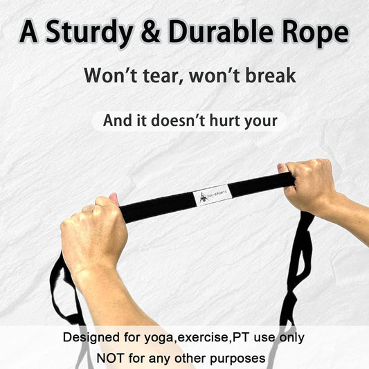 Stretching Strap Yoga Strap with Loops for Physical Therapy, Non-Elastic | 10 Loops, 75 inches length, Multi-Color Selection for Yoga Strap for Stretching, Pilates, Dance and Gymnastics