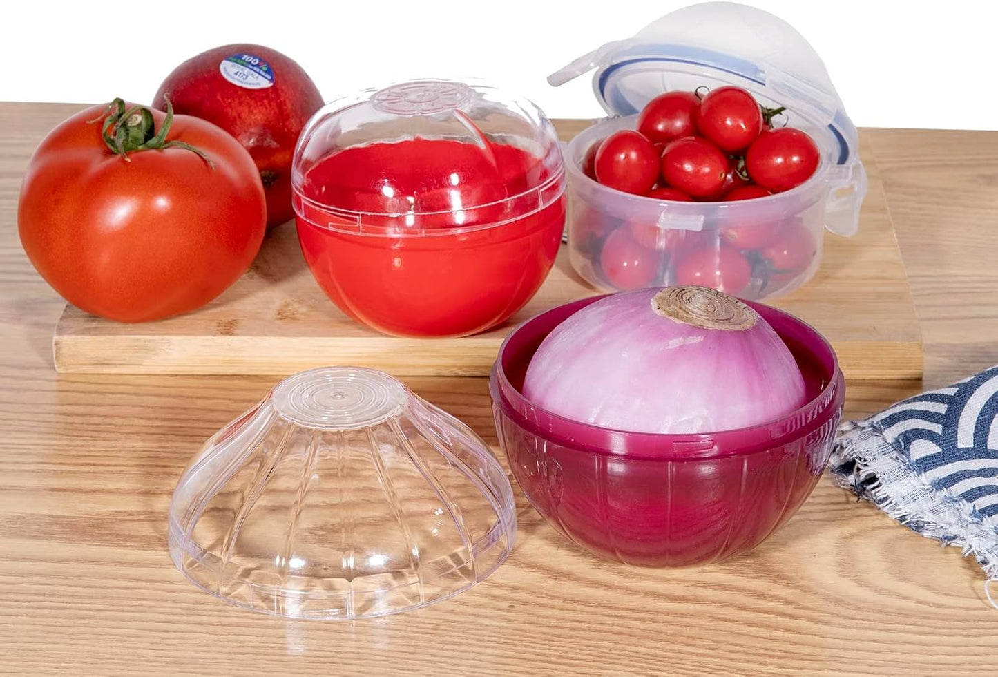 Onion Storage, Avocado Saver Keeper, Reusable Tomato Lemon Holder | Fruits and Vegetables Storage Container with Clear Lid (Onion Saver)