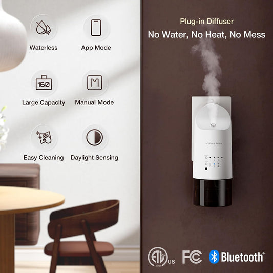 Airversa ANP Smart Plug in Wall Waterless Essential Oil Diffuser, White