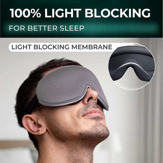 Peace&Quiet | PQ Sleep Mask for Side Sleepers - 3D Contoured Light Blocking Sleeping Mask for Women and Men, Lightweight & Soft Eye Shade Cover for Deep Rest, Premium Quality (Black)