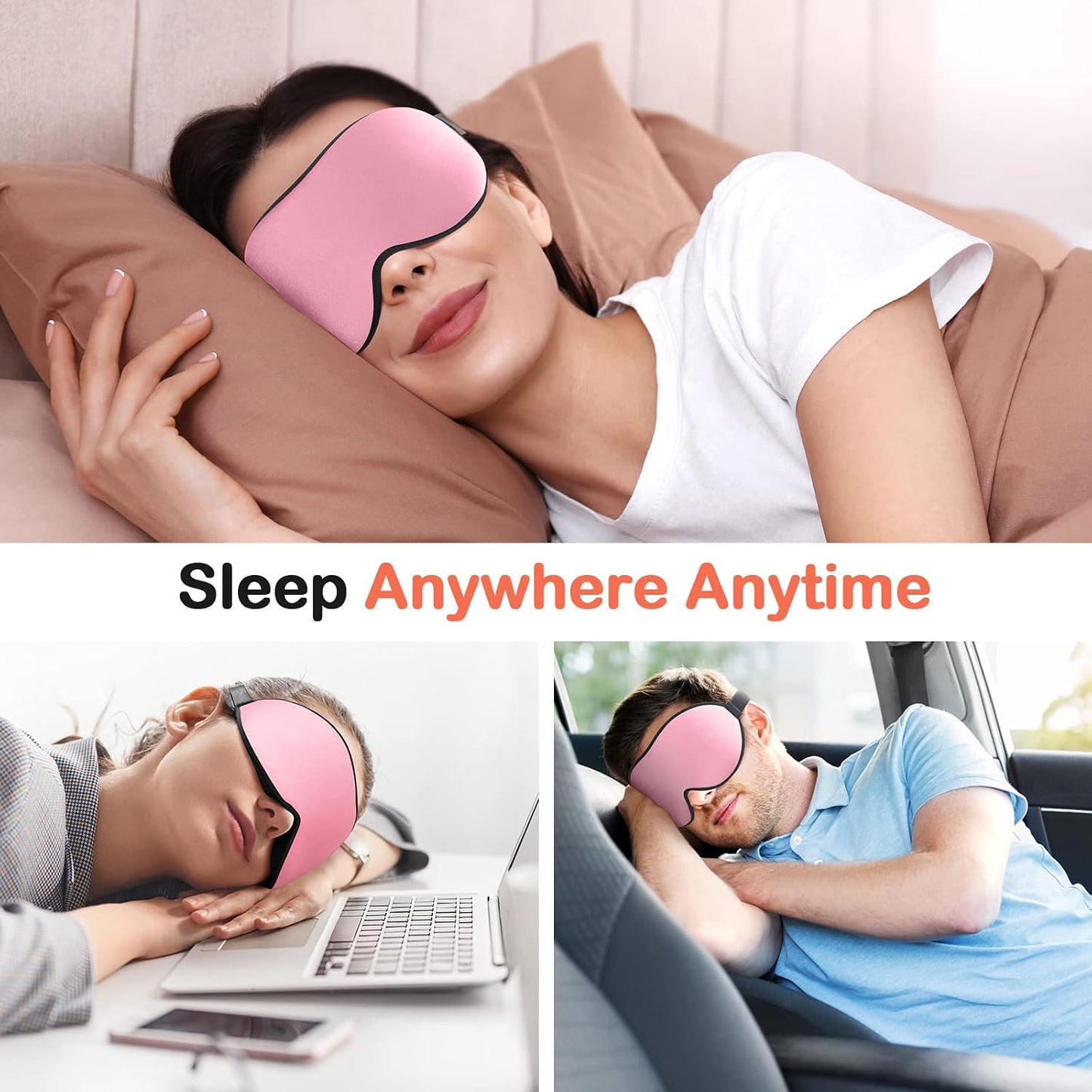 INNELO 3D Contoured Sleep Mask for Side Sleepers, 100% Light Blocking Sleeping Mask for Men & Women, Soft, No Pressure on Eyes, Airplane Blindfold for Travel, Night Eye Cover for Nap, Yoga, Grey