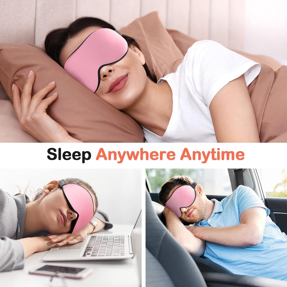 INNELO Sleep Mask for Side Sleeper, 3D Zero-Pressure, 100% Blackout, Nap