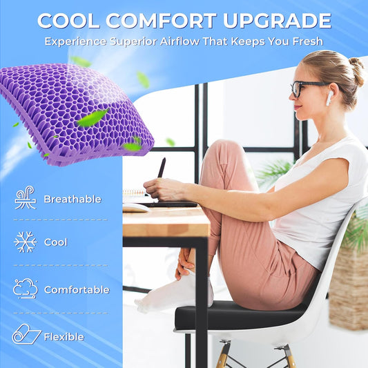 TushGuard Gel Seat Cushion for Long Sitting, Breathable Thick Patent Design