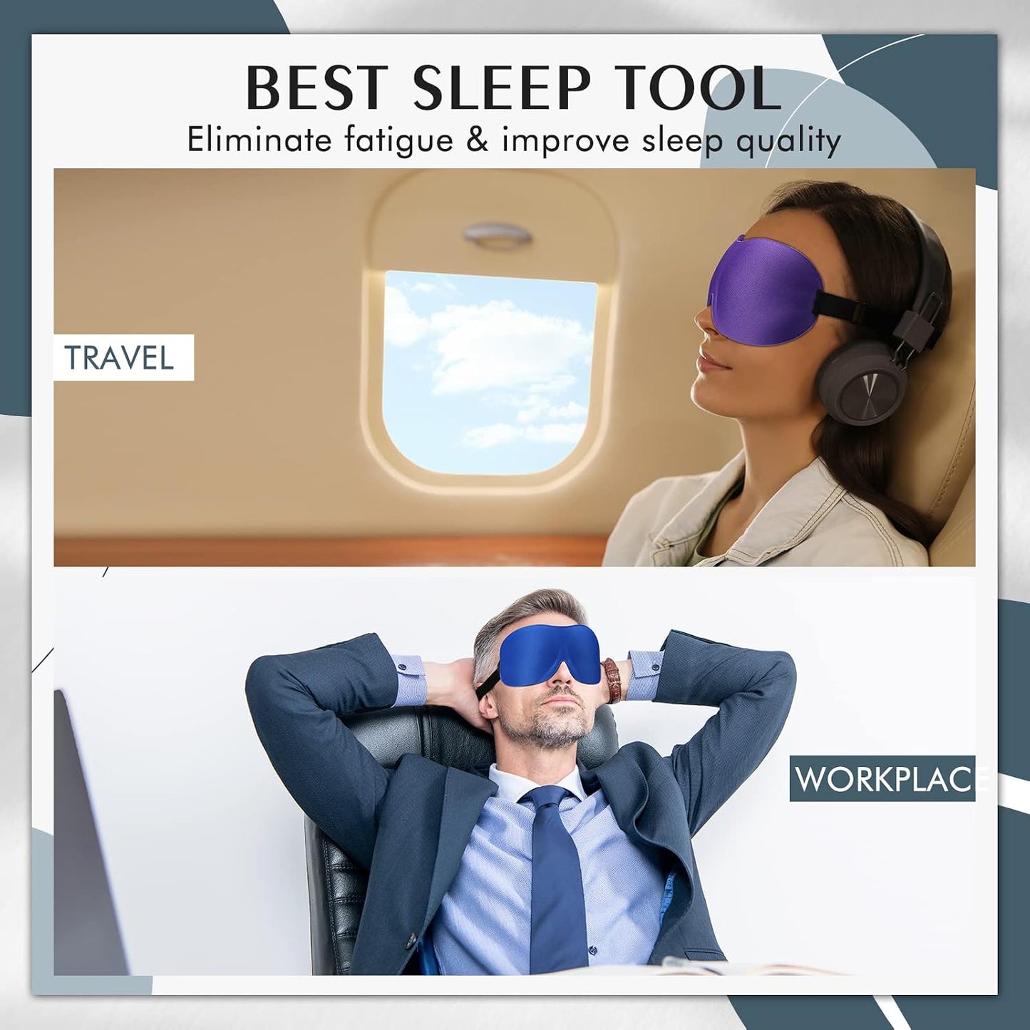Bonuci 20 Pack Sleep Mask Blackout 3D Eye Mask for Ultralight Sleeping Night Blindfold Eye Covers with Adjustable Strap for Men Women Travel Gift Back and Side Sleeper (Dark Purple)