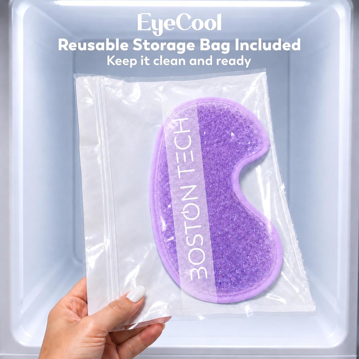 Boston Tech EyeCool Hot & Cold Gel Eye Mask, Reusable Cooling Eye Mask for Puffy-Looking & Tired Eyes, Flexible Gel Beads, Adjustable Strap, (Blue)