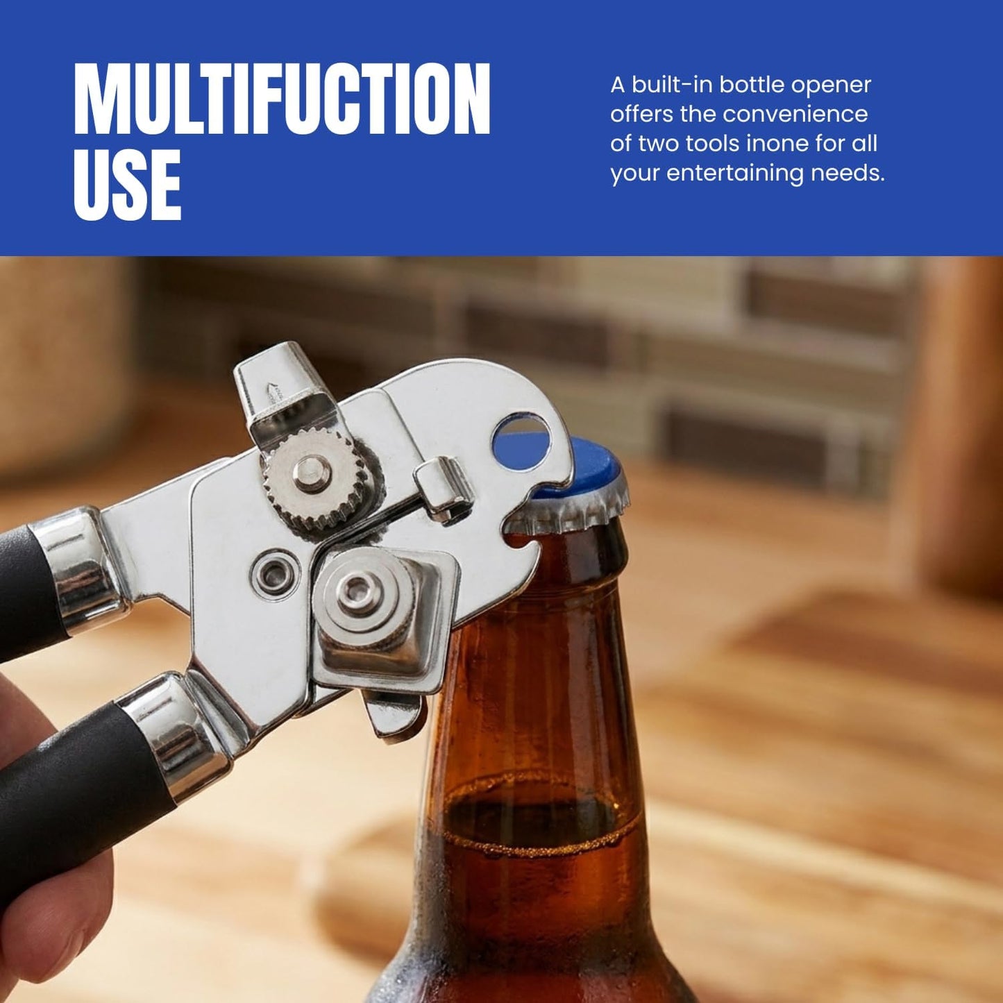 Can Opener Manual, Heavy Duty Stainless Steel Rust Proof Can Opener with Easy Grip Handle, Smooth Edge Safe Cut, Can Openers for Seniors, Durable Kitchen Tool