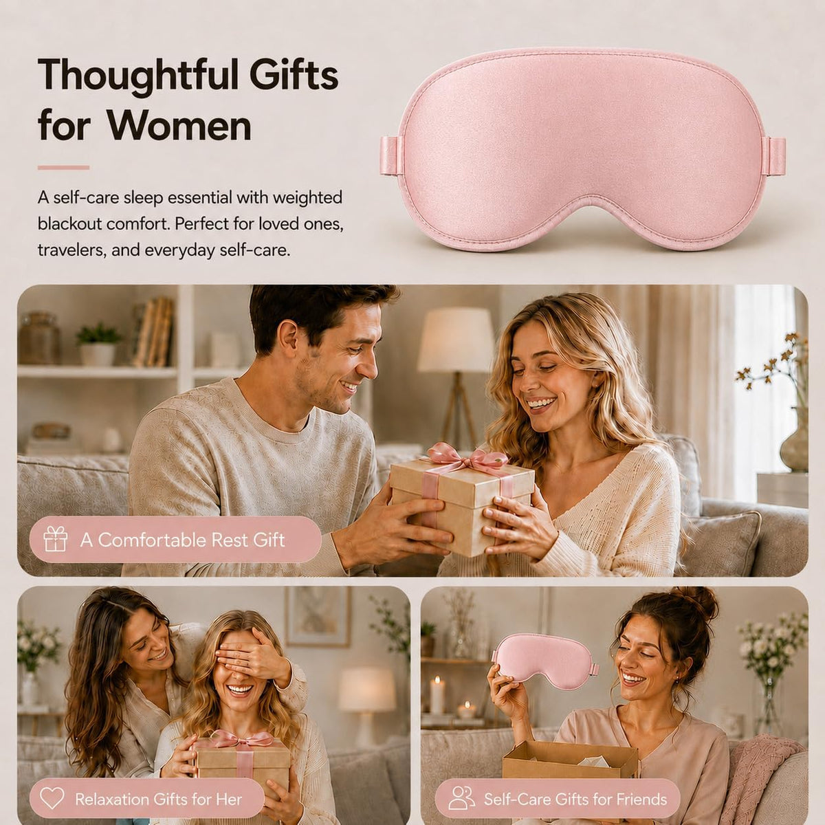 3D Contoured Zero Pressure Blackout Sleep Mask for Side Sleepers