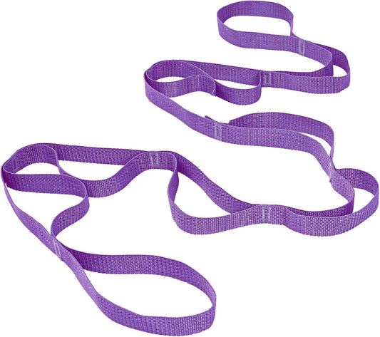 10 Loop Yoga Stretching Strap for Physical Therapy - Non-Elastic Exercise Band for Pilates, Yoga, Stretching for Women & Men