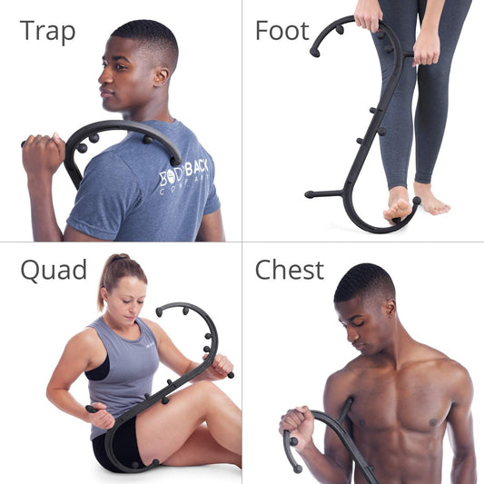 Body Back Buddy Classic Black & Massage Stick Bundle for Muscle Pain Relief | FSA Eligible Massage Bundle For Trigger Point Therapy, Deep Tissue Pain Relief, Muscle Tension Relief, (Stick color varies)