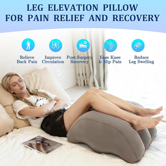 WIOR Inflatable Leg Elevation Pillow, Wedge Pillow for Sleeping Legs Swelling, Portable Blow-Up Leg Support Elevating Pillows for Injury Recovery Blood Circulation Knee Hip Foot Ankles Pain Relief