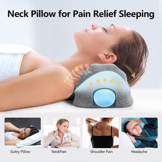 RESTCLOUD Neck Pillows for Pain Relief Sleeping, Neck Roll Pillow Neck Cervical Pillows for Stiff Neck Pain Relief Bed Pillow Height and Firm Adjustable