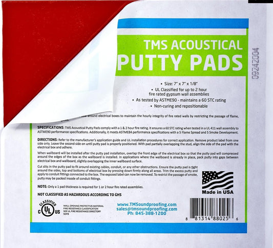 Acoustical Putty Pads - Moldable Soundproofing Pad - Fire Stop for Electrical Boxes Outlet Putty Pad, Highest UL and STC Rating - Size 7 x 7 - Pack of 3 Putty Pads - Made in USA
