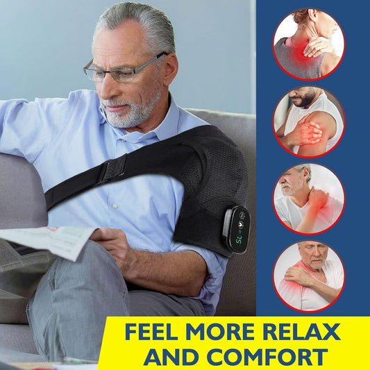 Shoulder Heating Pad with Massage, Cordless Heated Shoulder Wrap for Pain Relief, FSA Eligible HSA Rotator Cuff Heating Pad with Vibration for Frozen Shoulder