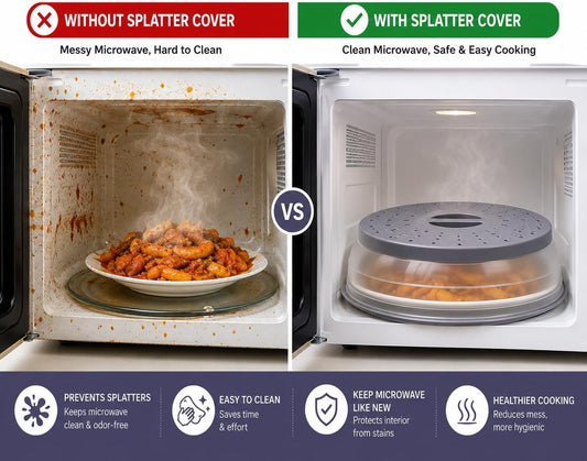 3-in-1 Collapsible Silicone Microwave Splatter Cover, BPA-Free Vented Microwave Cover for Food with 2 Mini Silicone Oven Mitts, Dishwasher Safe, Heat Resistant,Fits Plates Up to 10.5 Inches