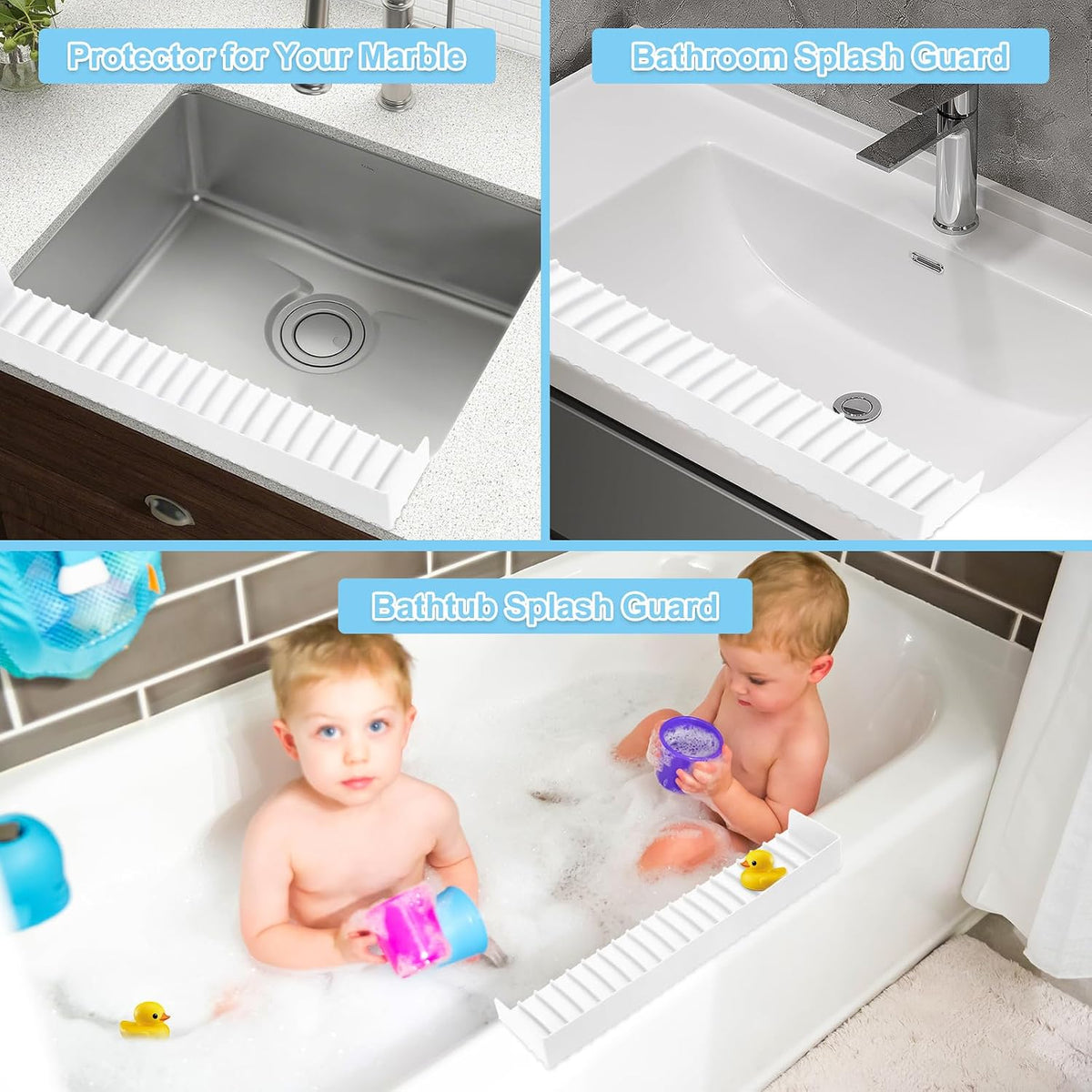 Silicone Faucet Splash Guard 4" x 30", Faucet Water Catcher Mat, Longer Silicone Sink Mat for Kitchen, Bathroom, Laundry Room, Farmhouse for Quartz Kitchen Sink(Gray)