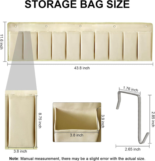 RVZONE RV Shoe Pockets 10 Pockets Heavy Hanging Bedside Storage Organizer with Sturdy Hooks Storage Pockets Hangs on bed for Shoes Toys and Tool Accessories