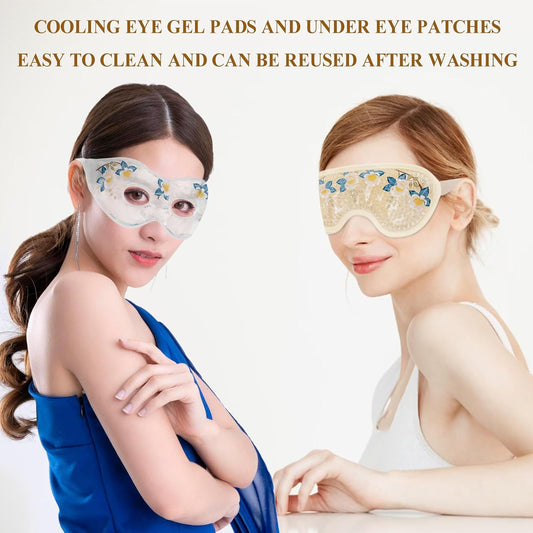 LEOSTEP 4 PCS Cooling Eye Mask Set - Ice Face Mask with Camellia Essential Oil, Cold Eye Compress and Reusable Gel Pads for Eyes Puffiness, Migraine Headache, Dark Circles, Dry Eyes