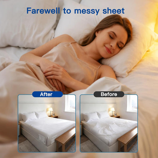 Sheet Holders Bed Sheet Grippers - Fitted Sheet Holder for Corners Keep Sheets Firm & Tight Fit All Sheet Sizes Sheet Straps Clips Easy Installation