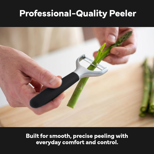 Misen Stainless Steel Vegetable Peeler - Dishwasher Safe Y Peeler - Easy to Use with Potatoes, Cabbage, Carrots, and More - Progessional Grade Kitchen Tool - Gray