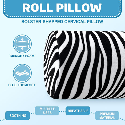 Neck Roll Pillow for Sleeping,Ergonomic Cylinder Tube Pillows for Cervical Spine and Neck Support,Versatile Roll Pillow for Bed,Office,and Travel,Memory Foam Bolster with Washable Cover