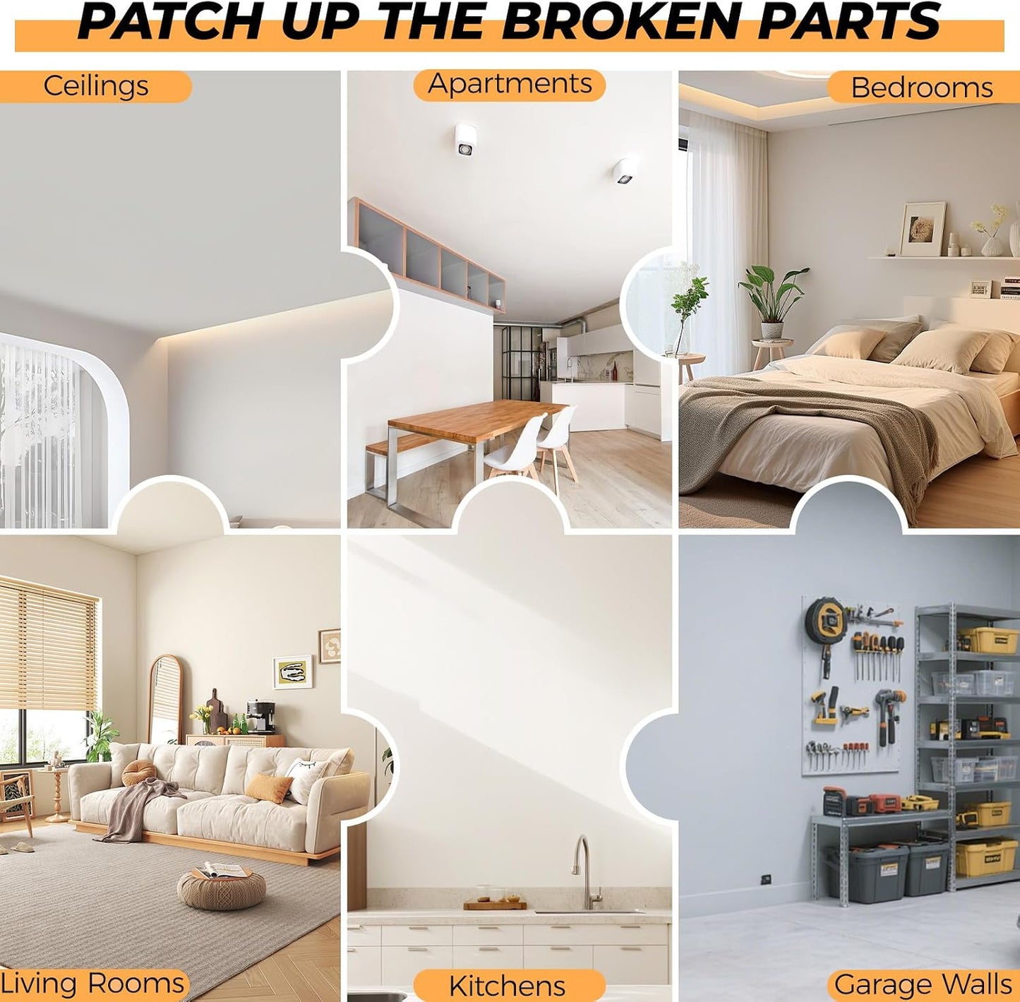Drywall Patches, 20PCS Kit, 2/4/6/8 Inch Drywall Repair Patches for Holes | Aluminum Materials 丨 Long-lasting & Durable 丨 4 Easy Steps to Repair 丨 Multiple Loose Fit Sizes