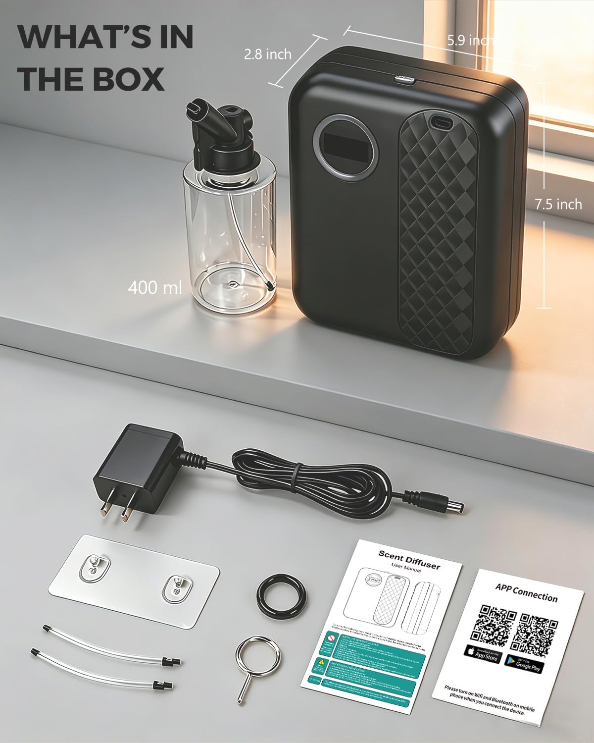 RoyAroma Waterless Essential Oil Diffuser, Bluetooth App Control