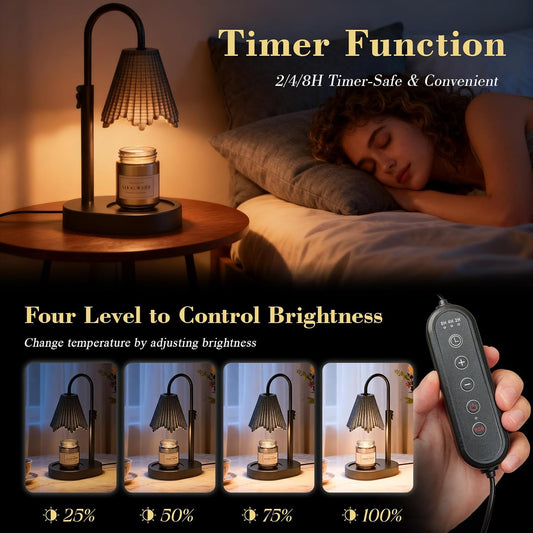 Candle Warmer Lamp, Timer & 4-Level Dimmer, Adjustable Height