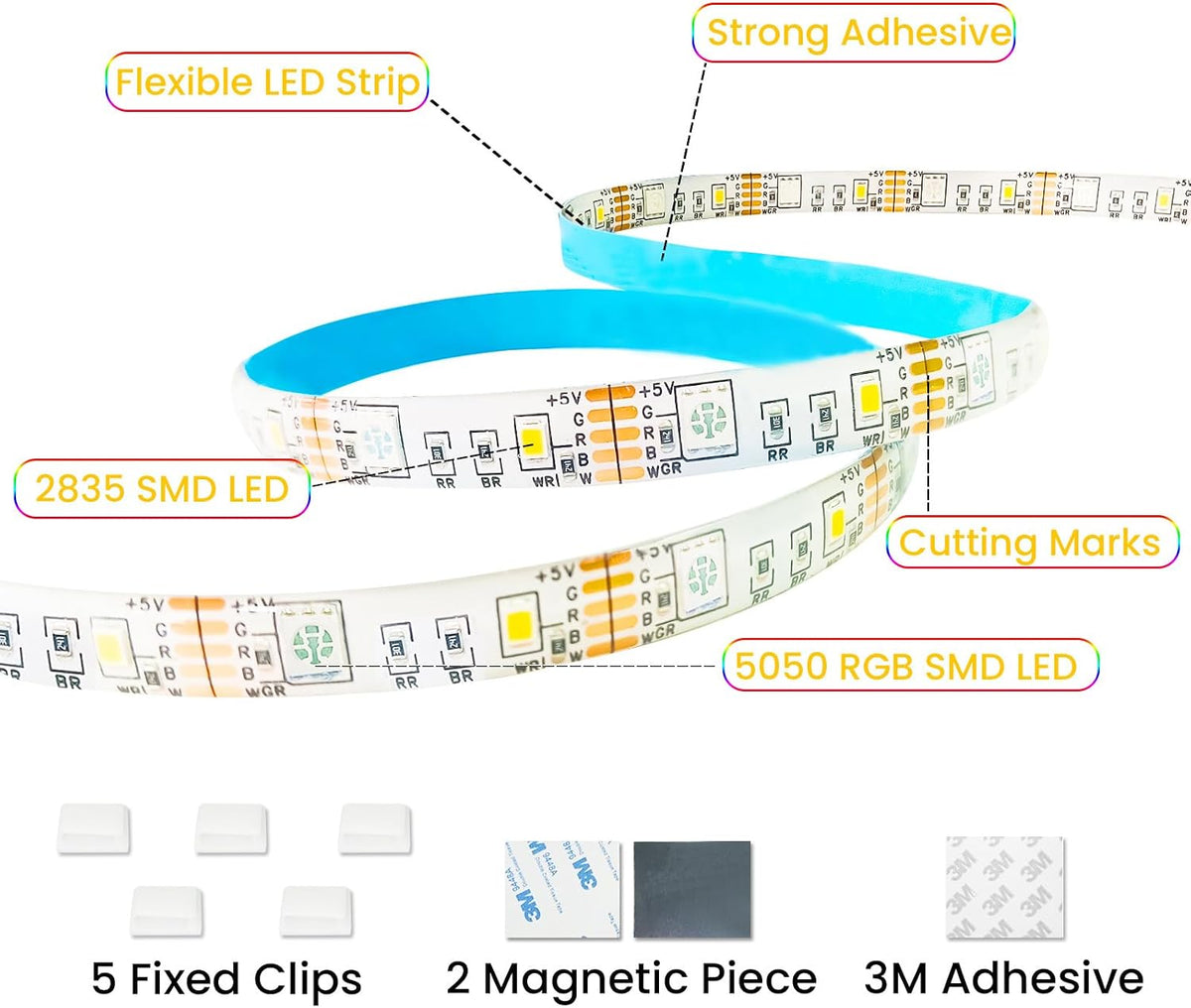 Motion Sensor Strip Lights Battery Operated, 6.6FT Color Changing Led Strip Light Dimmable with Remote/4Modes, RGB & Warm White Light Strip Waterproof for Bedroom Bathroom Cabinet Closet Indoor