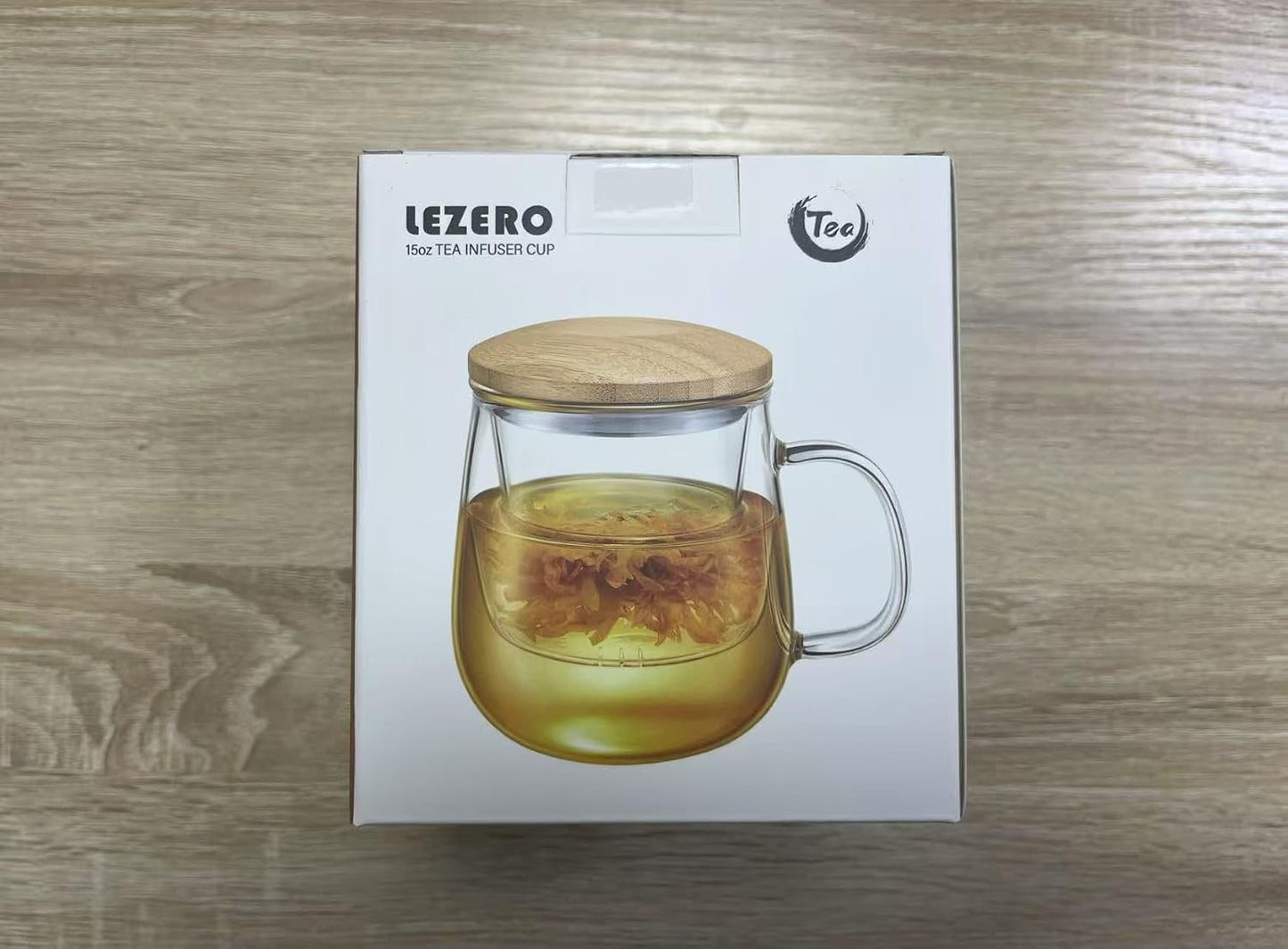 15oz Clear Glass Tea Cup with Infuser and Lid for Blooming & Loose Leaf Tea | with Handle, Borosilicate, Heat Resistance, Lead-free, Microwave & Dishwasher Safe, Gifts Box Include, A