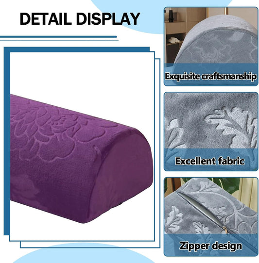 Half Moon Bolster Pillow for Legs, Knees, Lower Back and Head, Lumbar Support Pillow for Bed, Sleeping | Semi Roll for Ankle and Foot Comfort - Machine Washable Cover(@10,42x18x10cm/16.5x7x4in)
